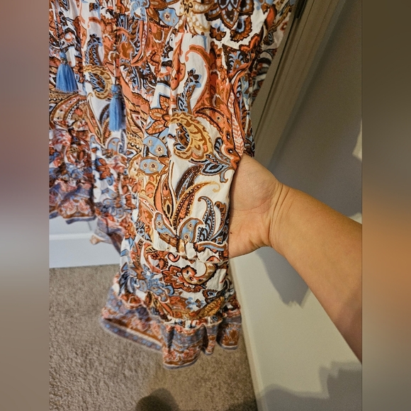 Soft Surroundings Sadie Short Dress Coral Paisley - size estimate M/L - Picture 5 of 8